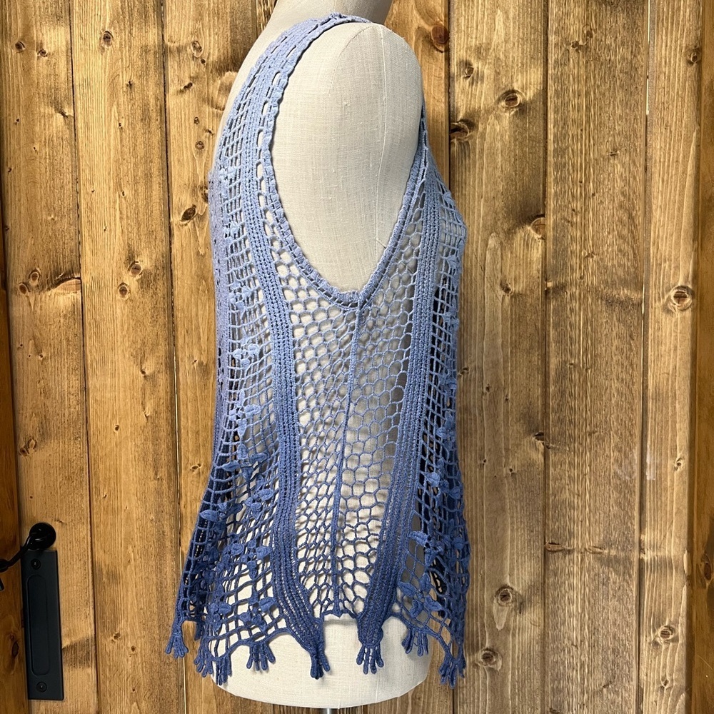 Kadence Medium 100% Cotton Ombre Purple Crochet Tank Top Boho Beachy - Picture 3 of 7
